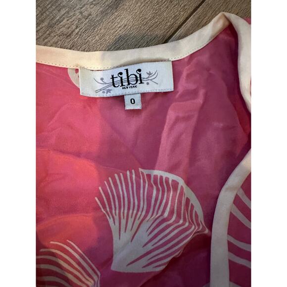 Vintage Tibi Women's Pink White Silk Printed Wrap Blouse Top Size 0 - Picture 13 of 13